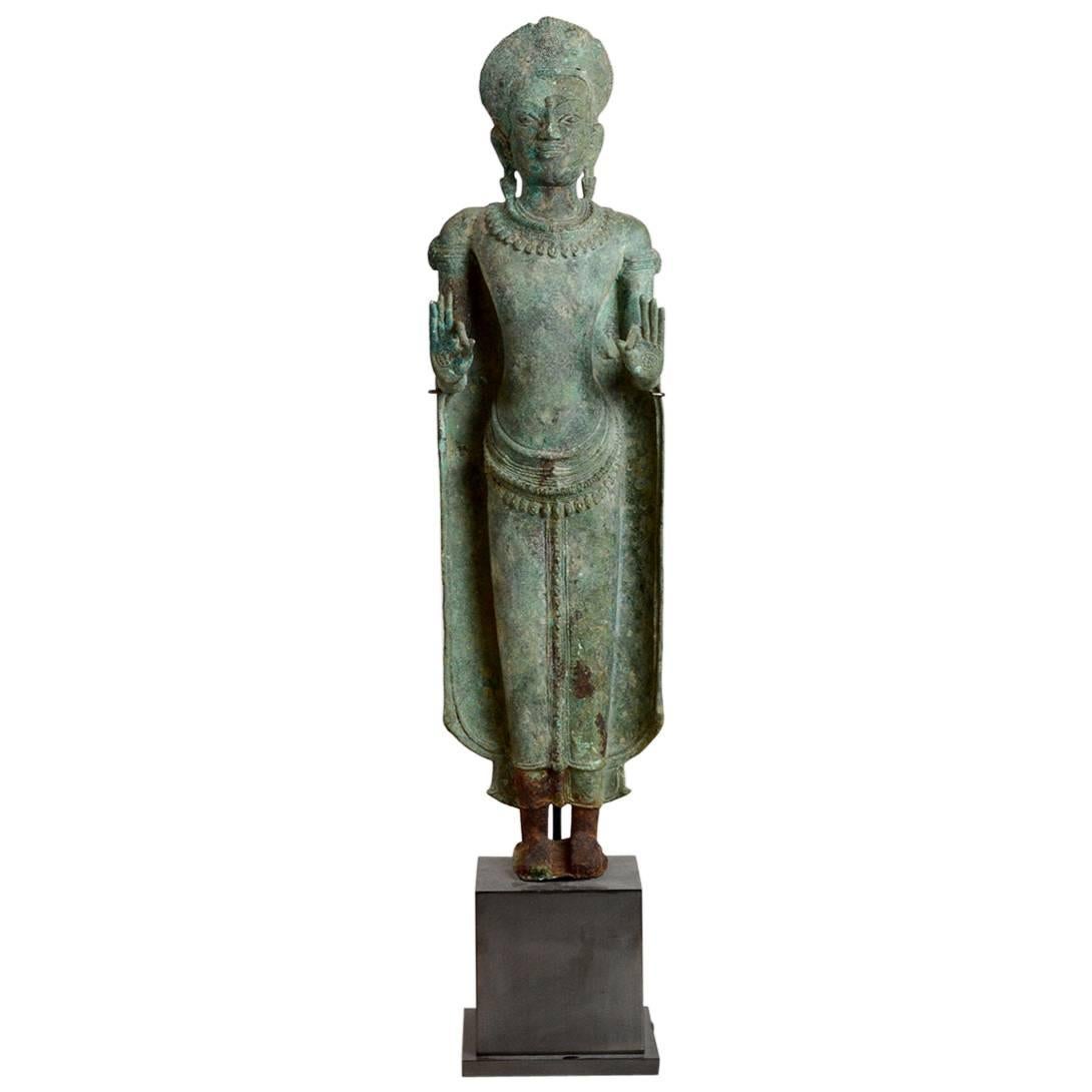 Khmer Bronze Figure of the Buddha For Sale
