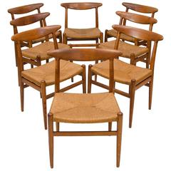 Set of Eight Hans Wegner Dining Chairs, Model W2 by C. M. Madsens