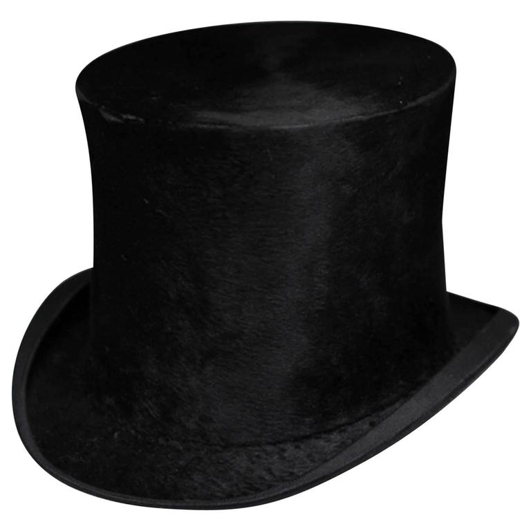 Late 19th Century "Chapeaux Anglais and Americains" Beaver Skin Top Hat at  1stDibs