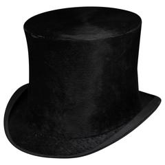Antique Late 19th Century "Chapeaux Anglais & Americains" Beaver Skin Top Hat