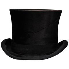 Antique 19th Century Victorian "Chapeau de Saville Grande Prix" Beaver Skin Top Hat
