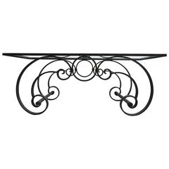 Striking Iron and Glass Cocktail Table, Mid-Century Modern 9