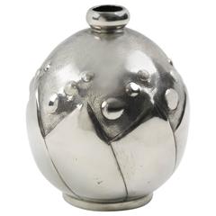 H. Derbesy French Art Deco Polished Pewter Bud Vase, circa 1930s