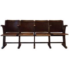 French Vintage Cinema Seats Row of Four Early 20th Century, circa 1930