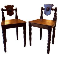 Pair Antique Hall Chairs Regency Mahogany Early 19th Century, circa 1811