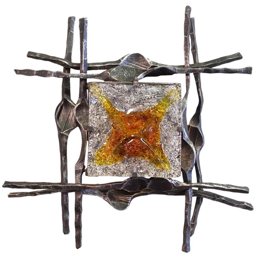 Brutalist Murano Wall Sconce by Tom Ahlstrom and Hans Ehrich 1970's For Sale