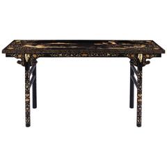 Antique Chinese Table, Early 19th Century Black Lacquer Calligrapher's Table