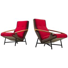 Claude Vassal Set of Two Lounge Chairs in Duo-Tone Upholstery 11