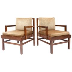 Pair of Modernist Wengé Armchairs