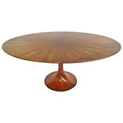 Rare and Stunning Oval Pedestal Table in Rosewood by Luigi Massoni