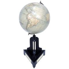 Antique World Globe or Terrestrial Globe by Dr Ernst Friedrich Manufactured by Columbus