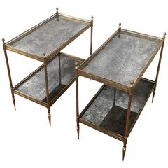 Pair of Maison Jansen Side Tables with Antiqued Mirror