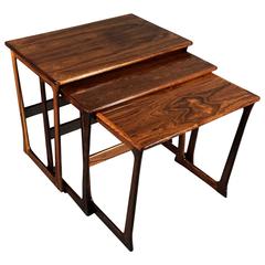 American Modern Square-Base Rosewood Nesting Tables, 1960s