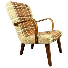 Danish Stained Beech and Wool Armchair, circa 1950
