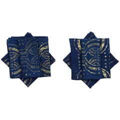 Indigo and Gold Napkins, Set of Six