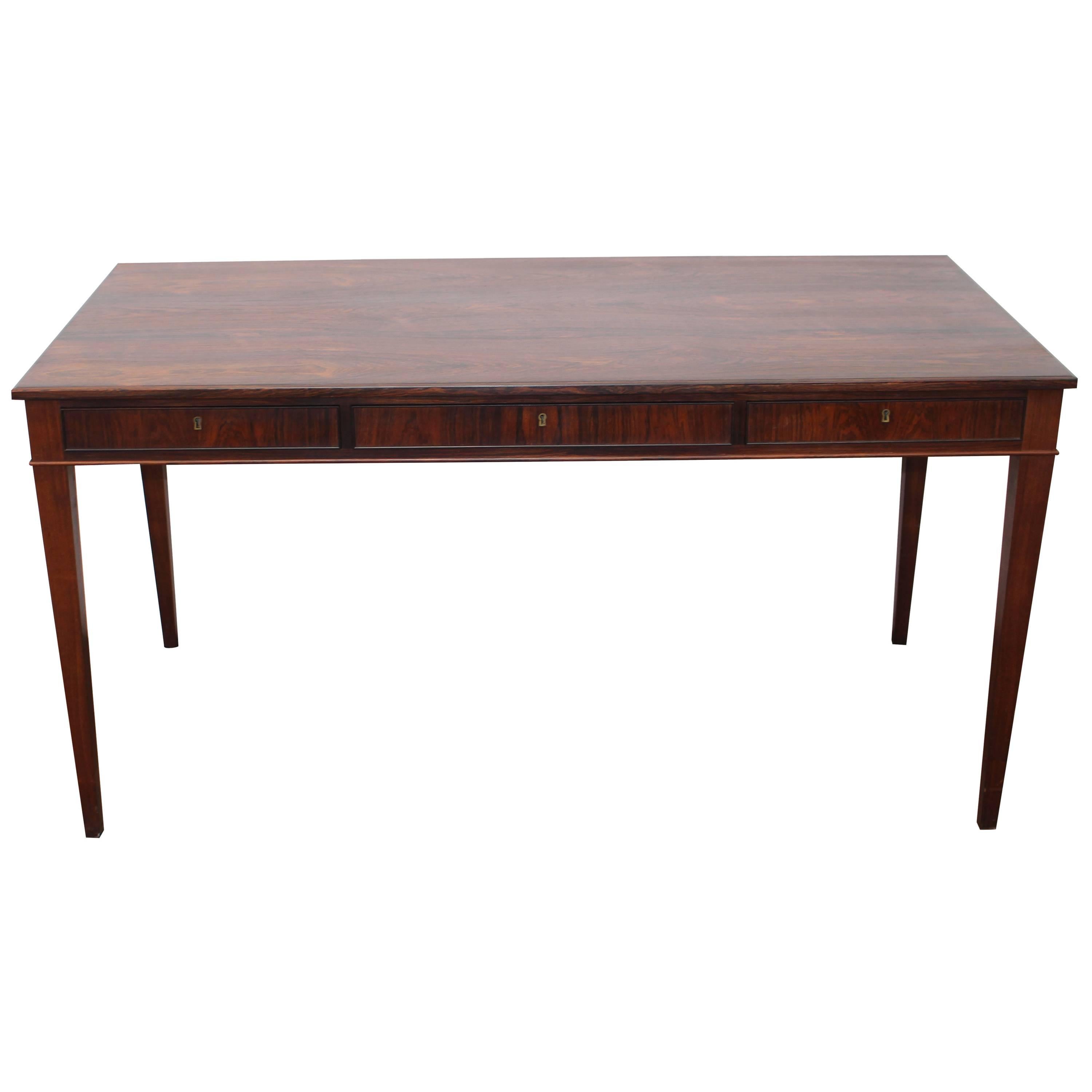 Minimalist Rosewood Desk in the Style of Frits Henningsen, Danish, Mid-Century For Sale