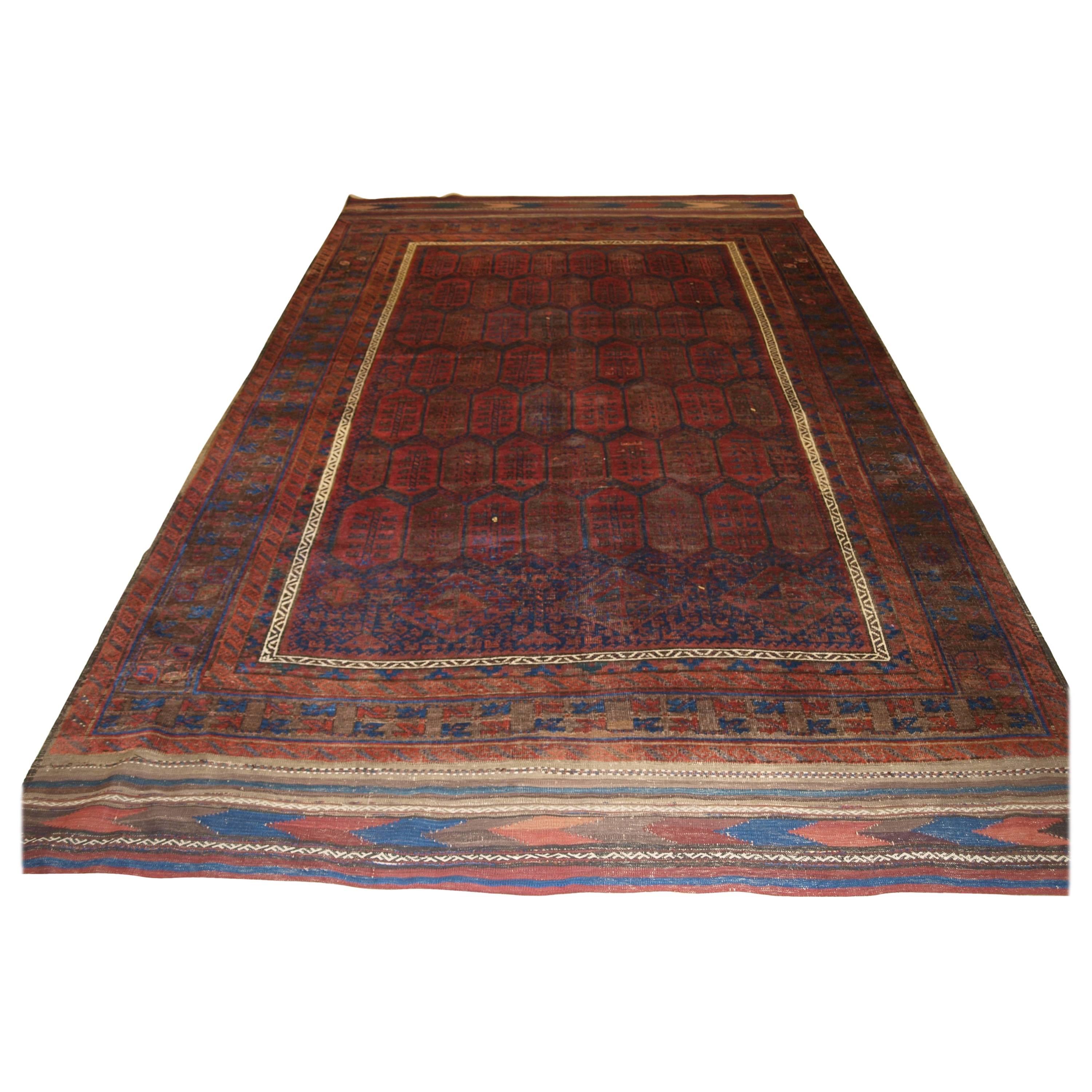 Antique Main Carpet by the Baluch of Western Afghanistan, Shrub Design For Sale
