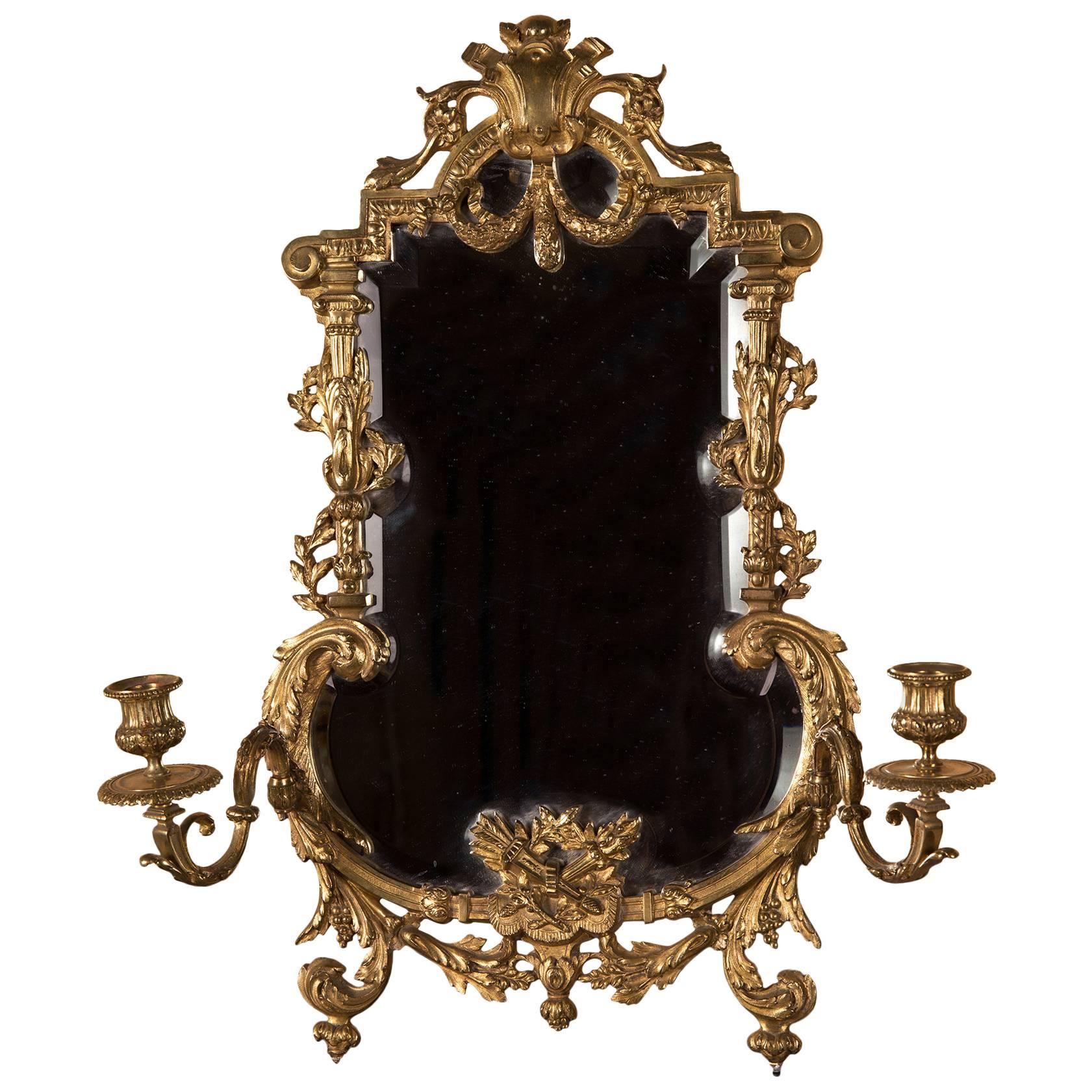 Table Mirror in Bronze with Candleholders, France Louis XVI Style, 19th Century For Sale