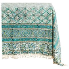 One of a Kind Persian Ghalamkar Square Tablecloth