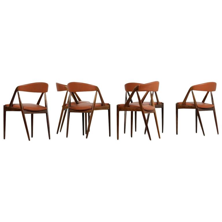Set Of Six 1960s Kai Kristiansen Model 31 Rosewood Dining Chairs Set Of Six 1960s Kai Kristiansen Model 31 Rosewood Dining Chairs Cognac Leather For