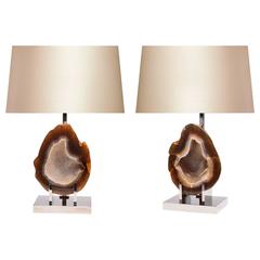 Pair of Rare Natural Agate Lamps 12