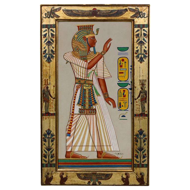 Northern European Egyptian Revival Porcelain Plaque in Matching Period Frame For Sale