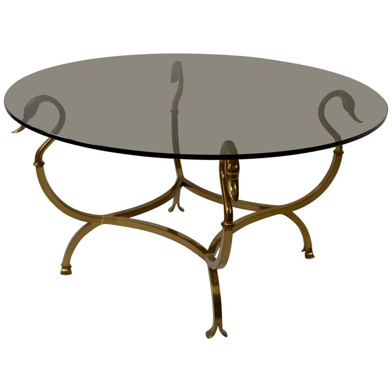 Swan Motif Italian Nickel And Brass Coffee Table For Sale At 1stdibs Italian Brass Swan Cocktail Table