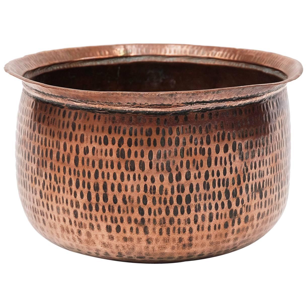 1950s Hand Beaten Copper Plant Pot Bowl Planter