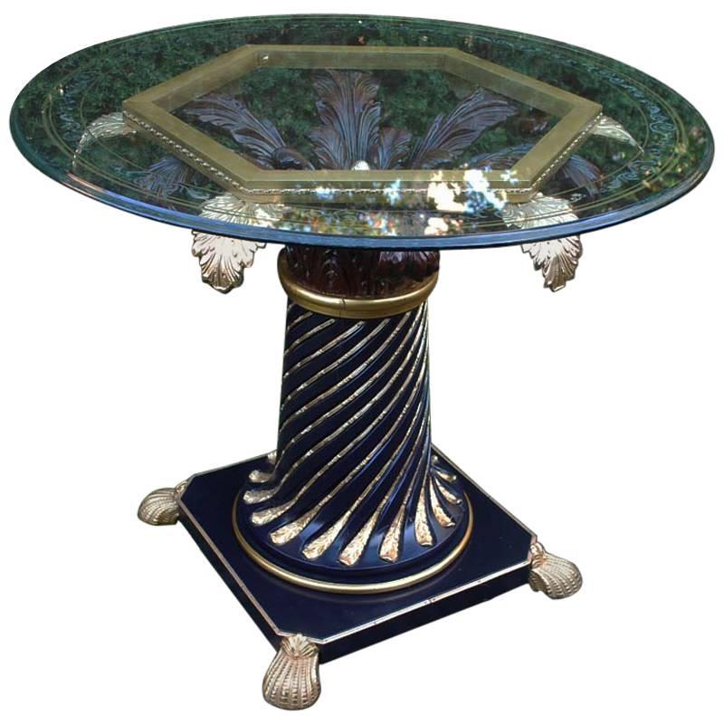 Hollywood Regency Centerpiece Table with Etched Glass Top