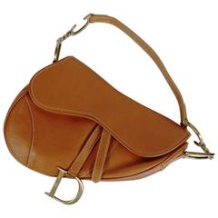 Christian Dior Natural Grained Leather Saddle Bag