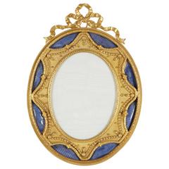 Antique French Gilt Bronze Ormolu and Blue Guilloche Enamel Picture Photo Frame