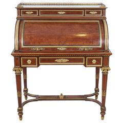 Antique French Ormolu-Mounted Bureau a Cylindre Roll Top Desk Signed H. Fourdinois