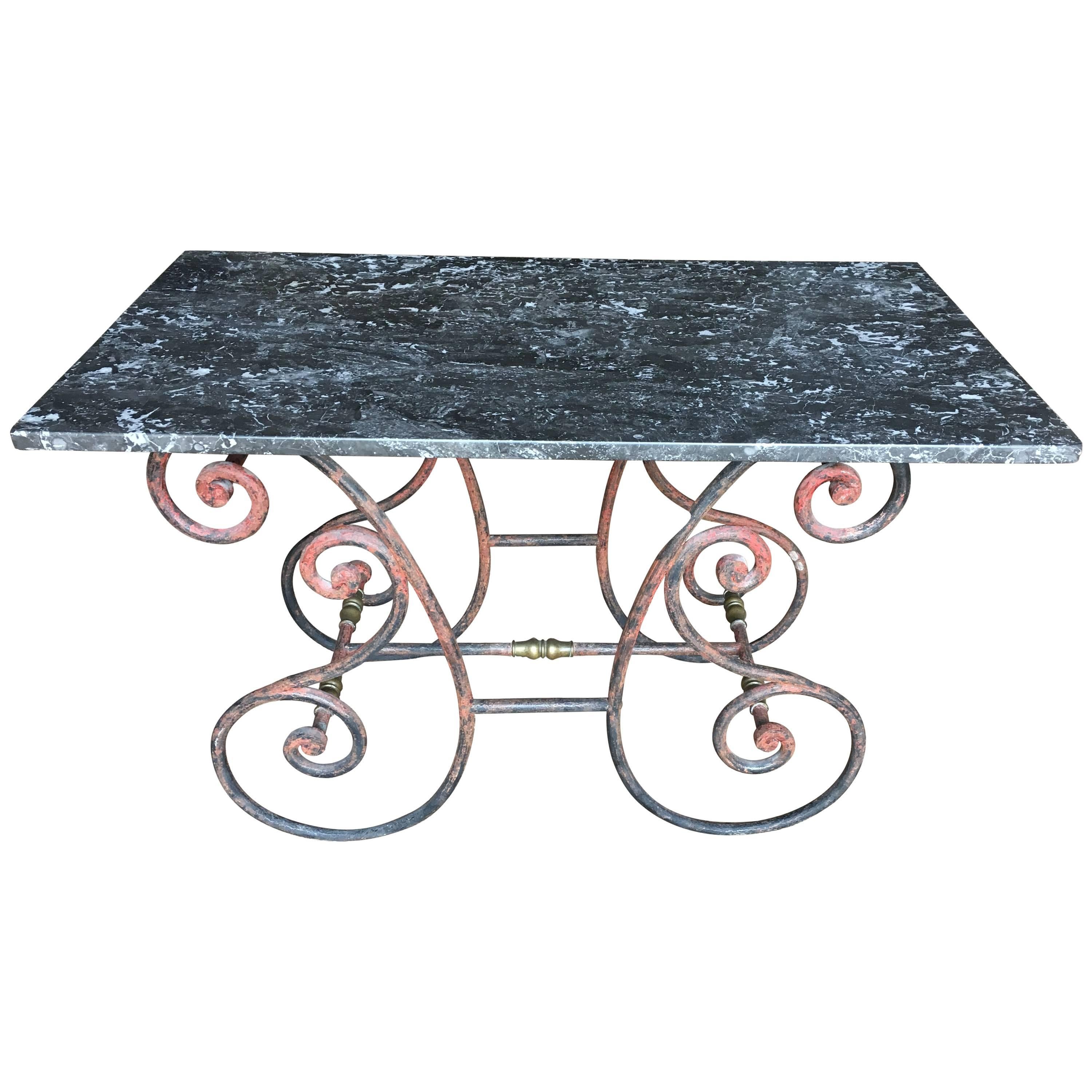 French Marble Top Baker's Table, circa 1890
