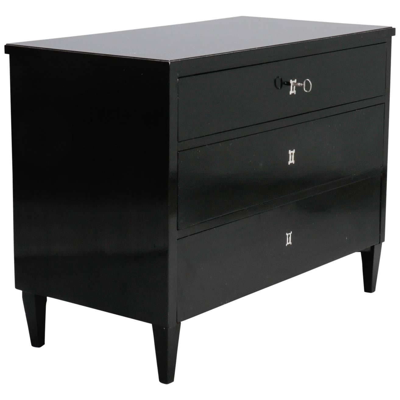 Three-Drawer Ebonised Chest For Sale