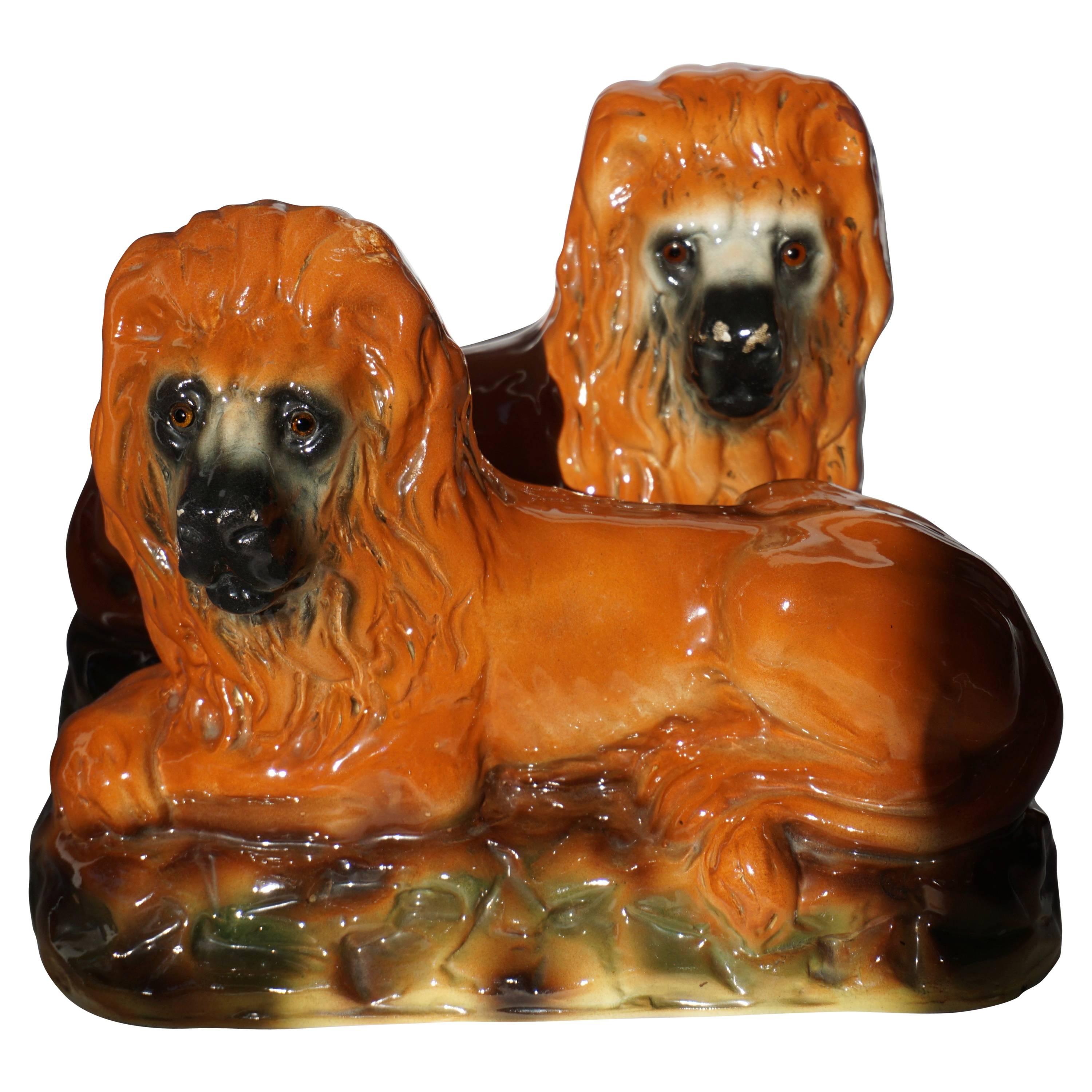 Two Ceramic Lions For Sale