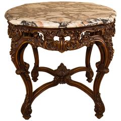 Louis XV Style Carved Coffee Table with a Marble Top, by Rosel, Belgium 3