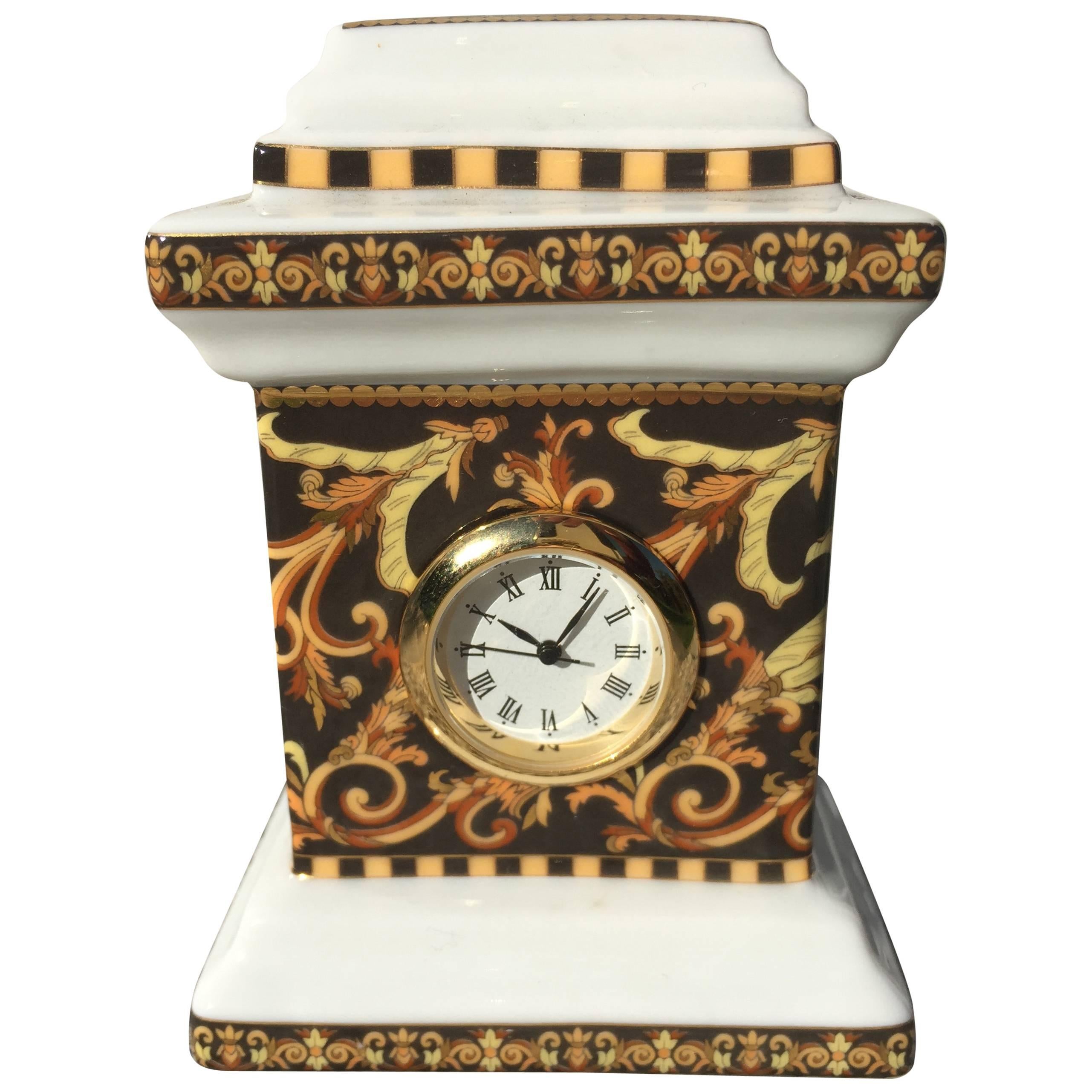 Versace "Barocco" Pattern Table Clock by Rosenthal Porcelain, Germany