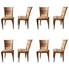 Set of Eight Fine French Art Deco Cherry Dining Chairs 9