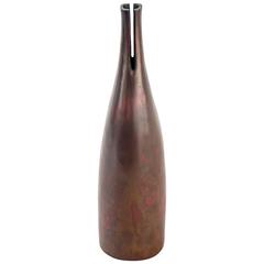A Japanese Red Patinated Bronze Bottle Vase