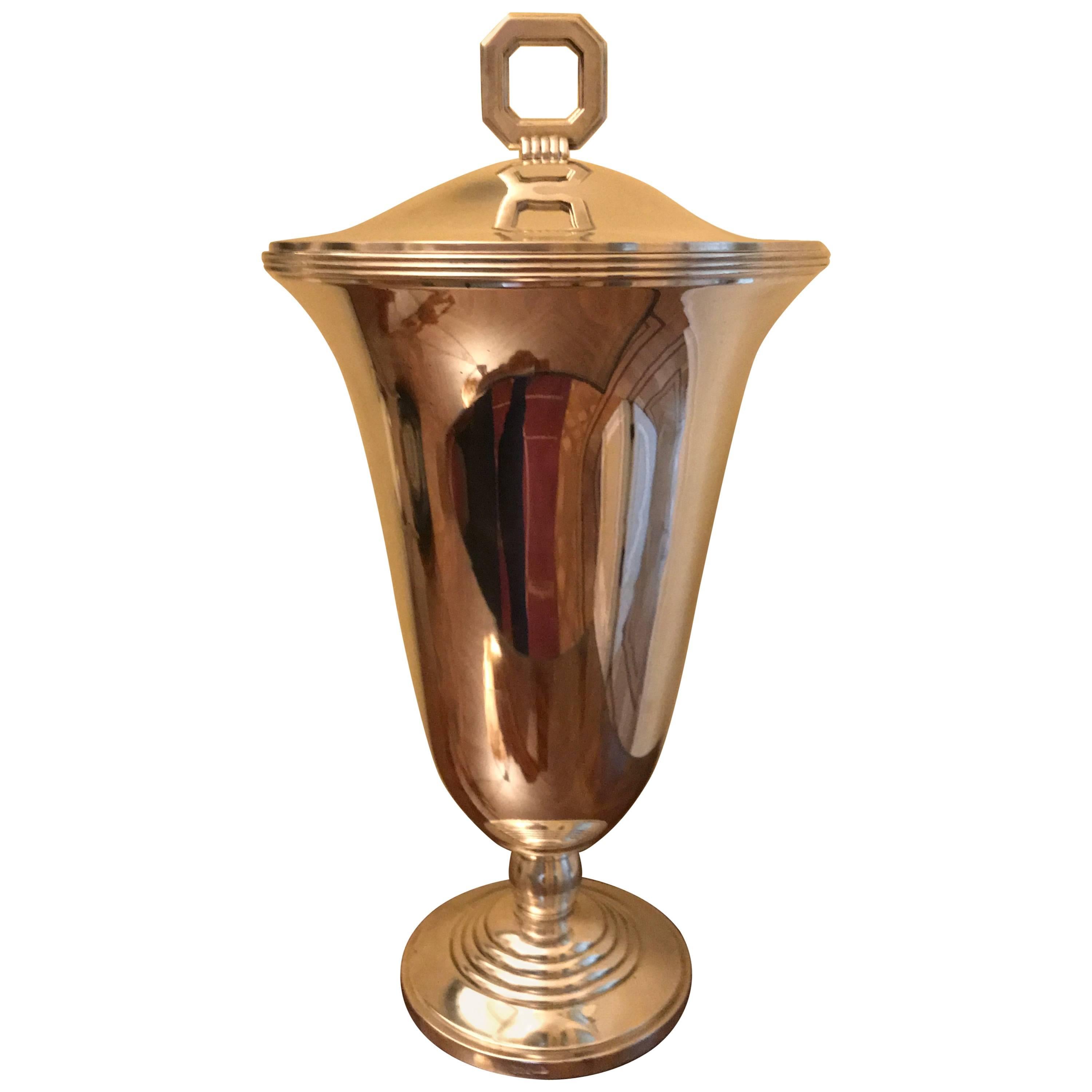 Christofle Luc Lanel Art Deco Vase Normandie Silver plate Urn