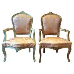 Antique Armchairs French Louis XV Style Fauteuils Pair for Reupholstery