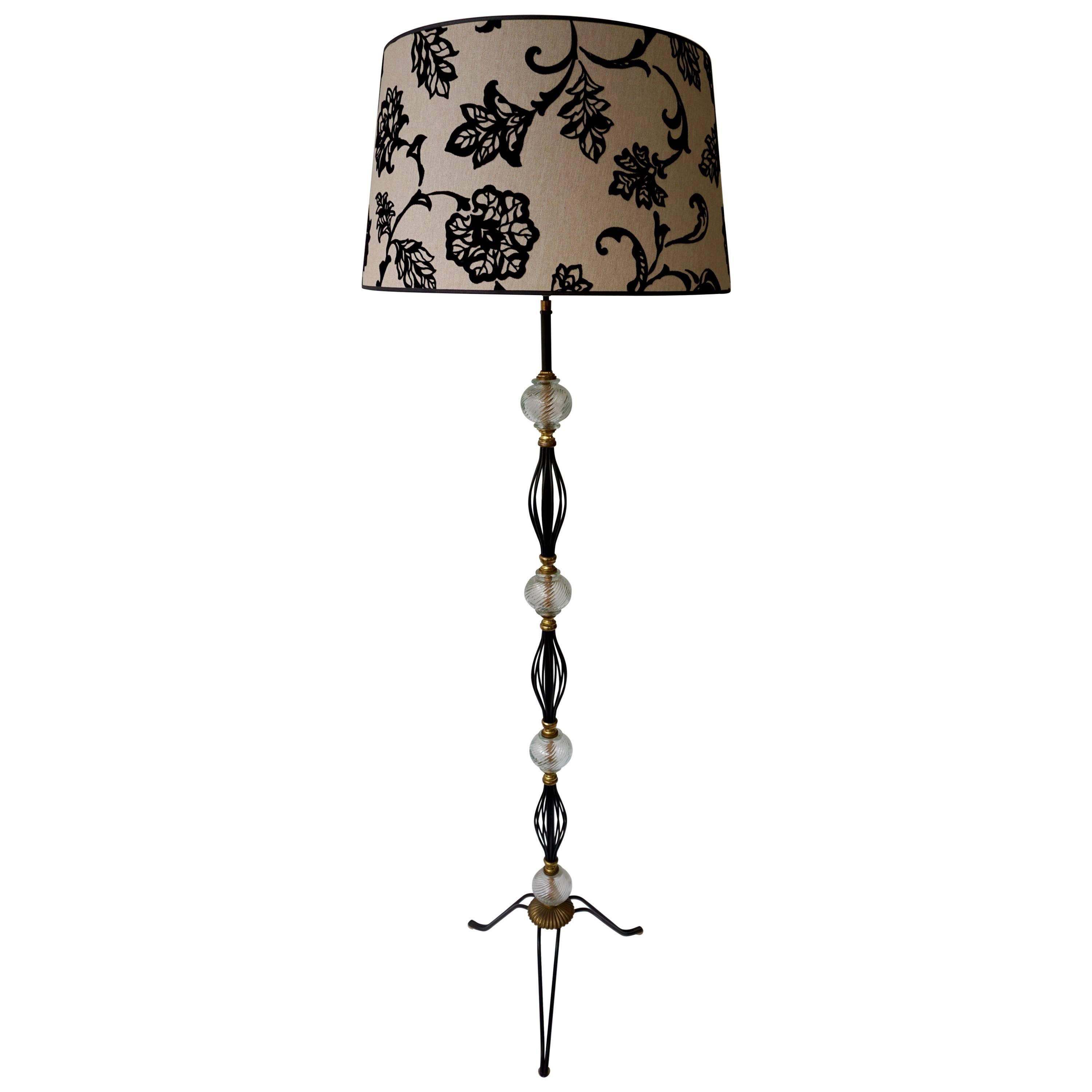Elegante italienische Stehlampe aus Messing und Glas