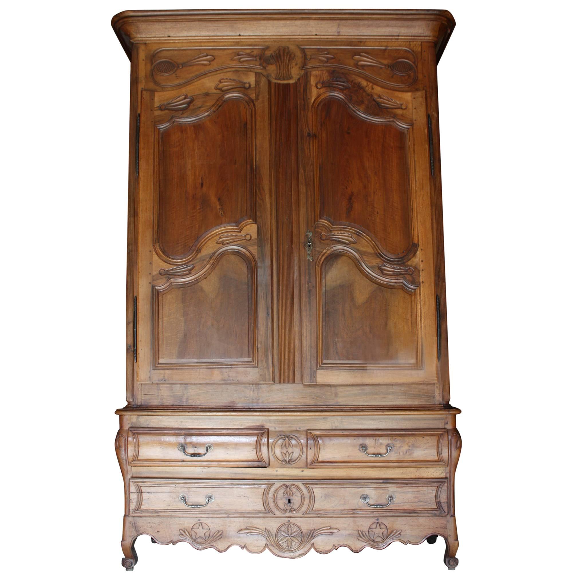 19th Century Walnut Armoire Pantalonniere from Provence