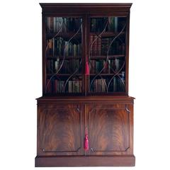 Vintage Style Bookcase Mahogany Display Cabinet Two-Door Large Astragal