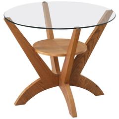 Scandinavian Round Coffee Table in Glass and Oak 12