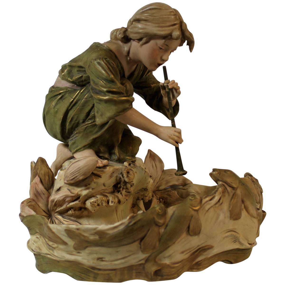 Royal DUX Art Nouveau Figural Centerpiece For Sale