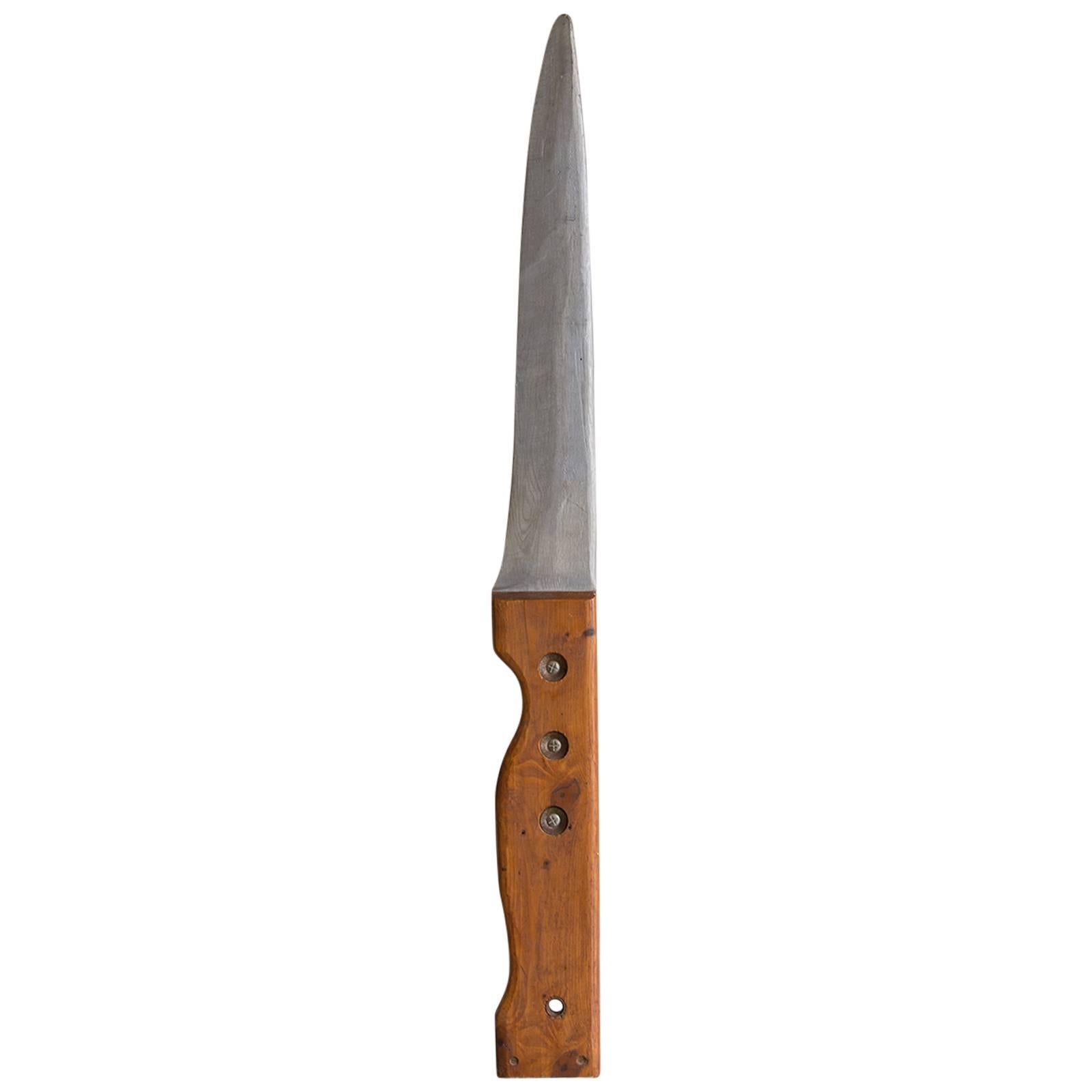 Giant Antique French Painted Wood Knife Shop Sign, circa 1900