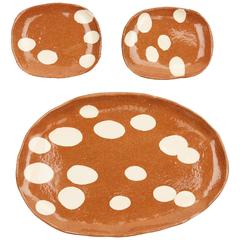 One of a Kind Handmade Set of Three Polka Tray/Dish by Miguel Flores-Vianna 