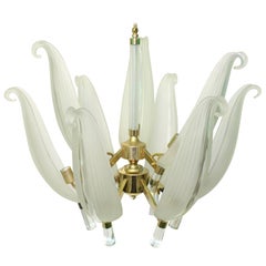 Franco Luce Murano Glass Chandelier with Leaf Motif
