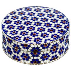 Antique 19th Century Russian Solid Silver Enamel Box Gustav Klingert, circa 1891